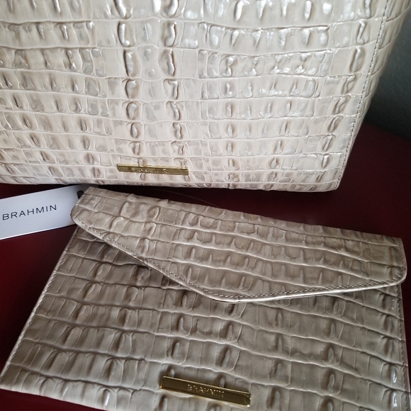 Brahmin Jayden Tote Warm Grey La Scala Set NWT - Picture 2 of 16